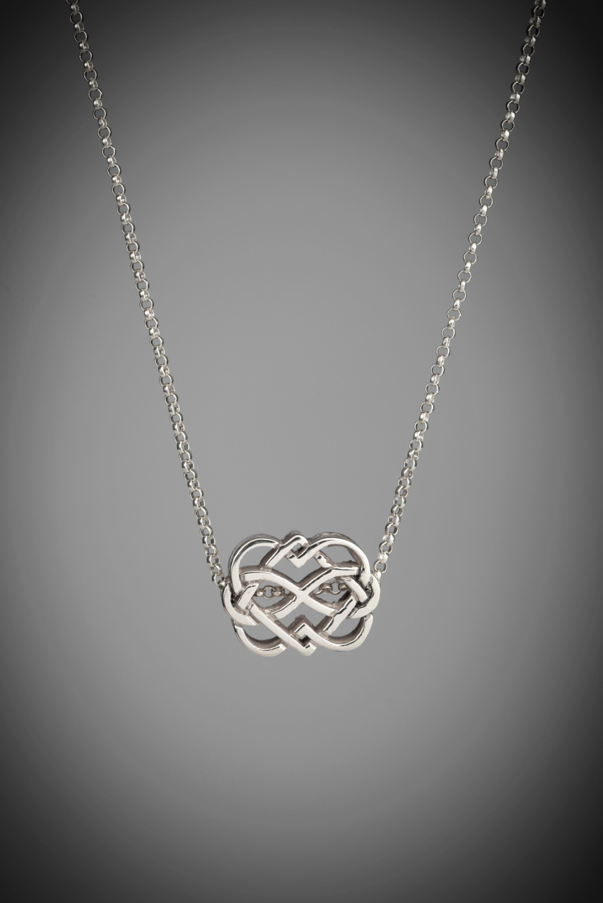 Celtic Trinity Knot Medallion Necklace with White Cubic Zirconia